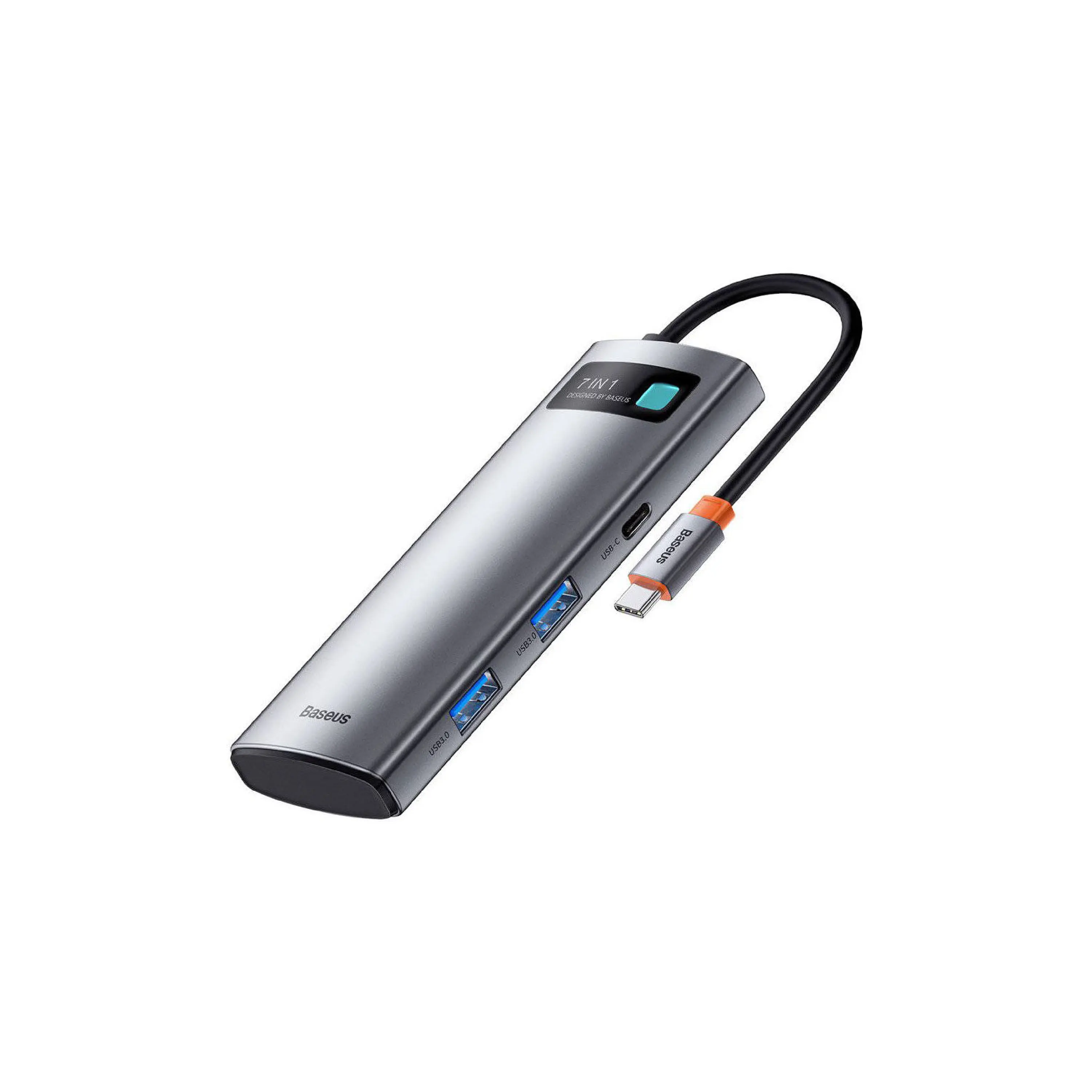 ADAPTADOR HUB BASEUS USB-C WKWG020113 2 7 EN 1 USB-A 3.0 + HDMI 4K + 2 USB-C PD+SD+TF GRAY
