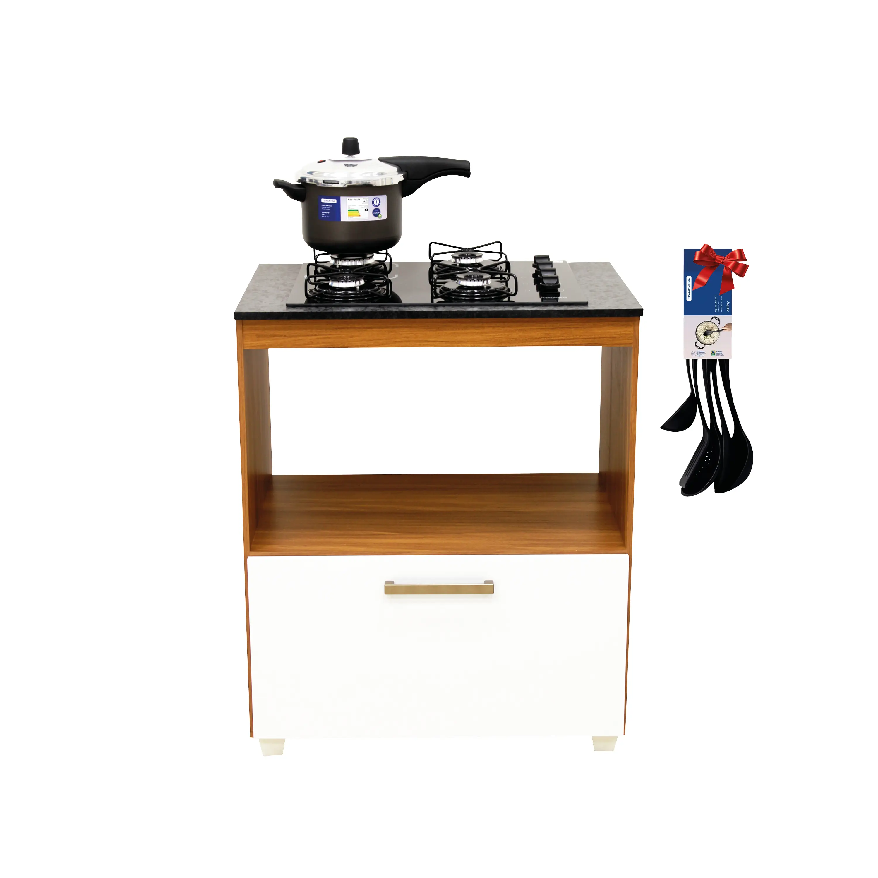 COMBO BALCON MOVELMAX BERLIN + ANAFE ITATIAIA ESS-4 + OLLA PRESION TRAMONTINA + REGALO SET DE UTENSILIOS 5 PZS