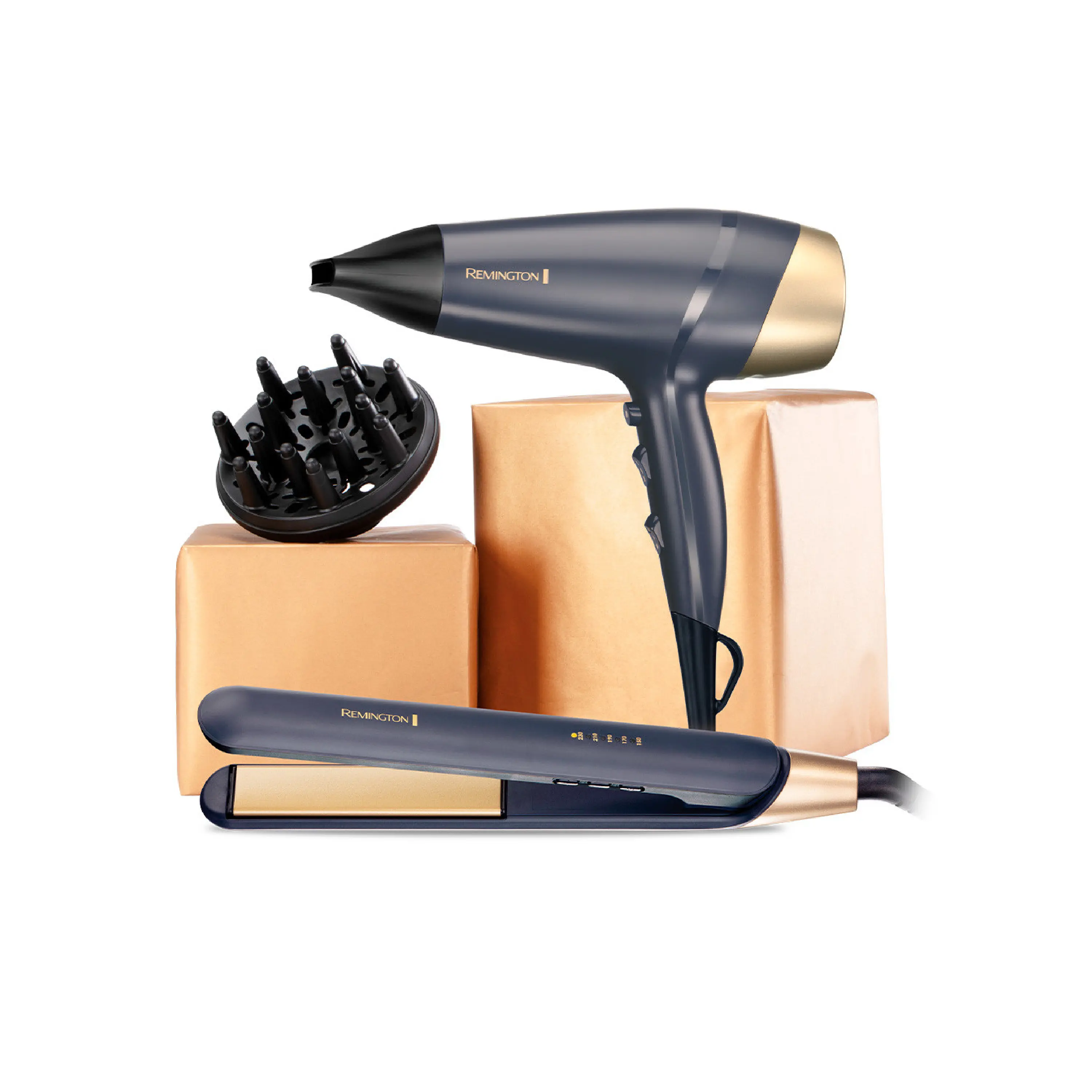 COMBO SECADOR + PLANCHITA REMINGTON CON ESTUCHE SAPPHIRE LUXE 3 EN 1 S5805GP
